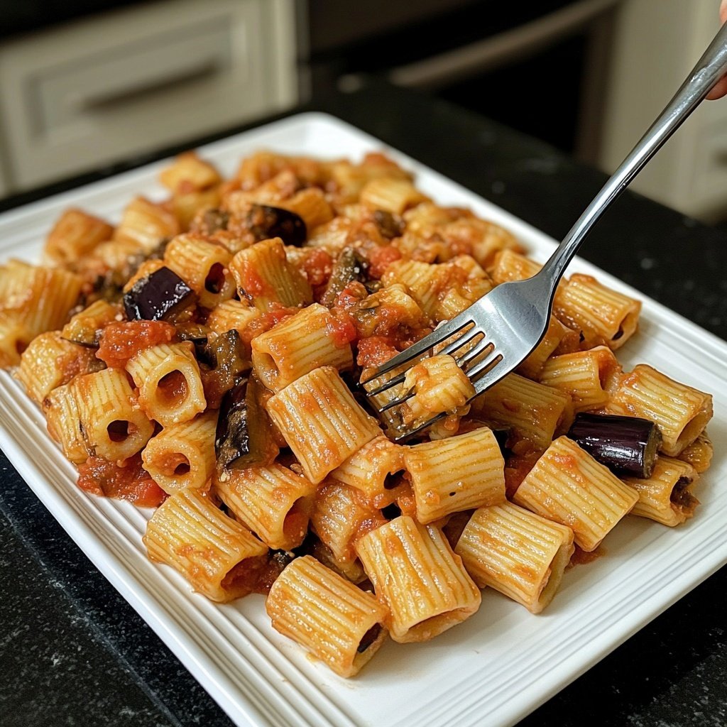 Rigatoni mit Auberginen-Tomatensauce